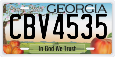 GA license plate CBV4535