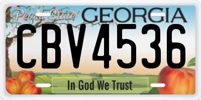 GA license plate CBV4536