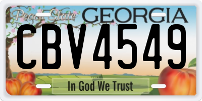 GA license plate CBV4549