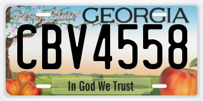 GA license plate CBV4558