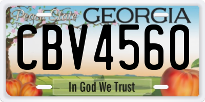 GA license plate CBV4560