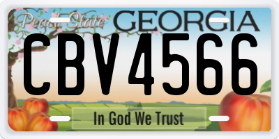 GA license plate CBV4566