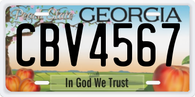 GA license plate CBV4567