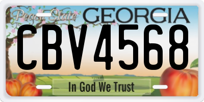 GA license plate CBV4568