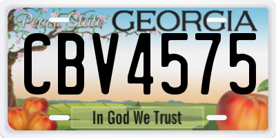GA license plate CBV4575