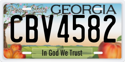 GA license plate CBV4582