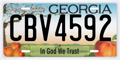GA license plate CBV4592