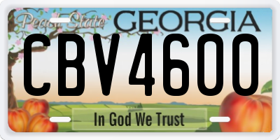 GA license plate CBV4600