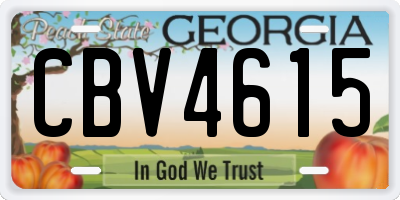 GA license plate CBV4615