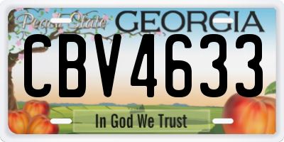 GA license plate CBV4633