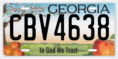 GA license plate CBV4638