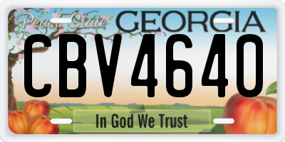 GA license plate CBV4640