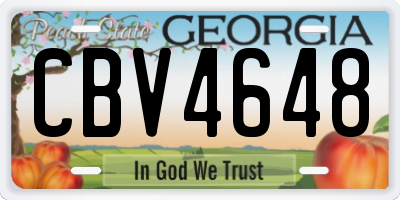 GA license plate CBV4648