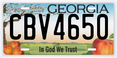 GA license plate CBV4650
