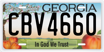 GA license plate CBV4660