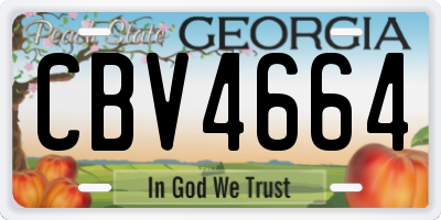 GA license plate CBV4664