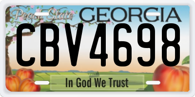 GA license plate CBV4698