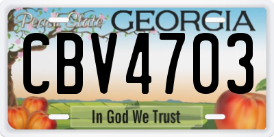 GA license plate CBV4703