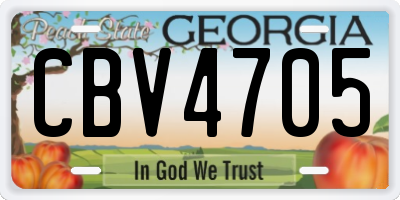 GA license plate CBV4705