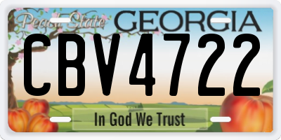 GA license plate CBV4722