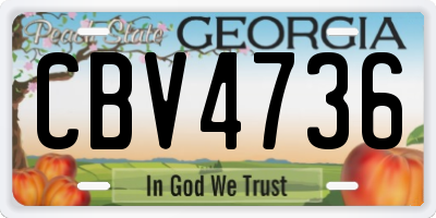 GA license plate CBV4736