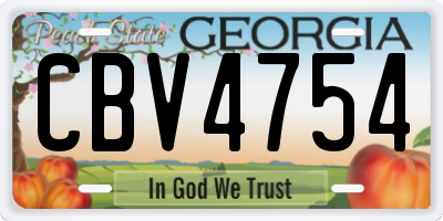 GA license plate CBV4754