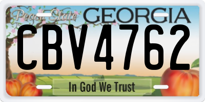 GA license plate CBV4762