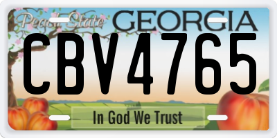 GA license plate CBV4765