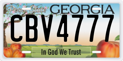 GA license plate CBV4777