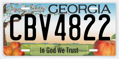 GA license plate CBV4822