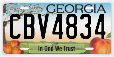 GA license plate CBV4834