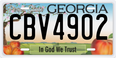 GA license plate CBV4902