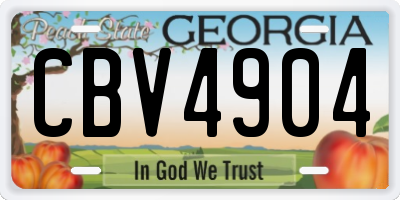 GA license plate CBV4904