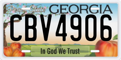 GA license plate CBV4906