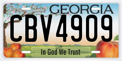 GA license plate CBV4909