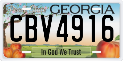 GA license plate CBV4916