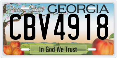 GA license plate CBV4918