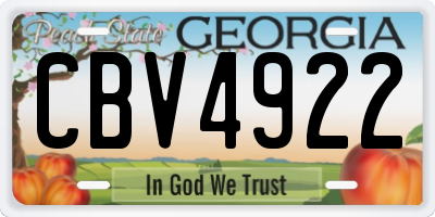 GA license plate CBV4922