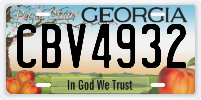 GA license plate CBV4932