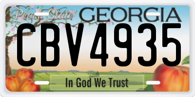 GA license plate CBV4935