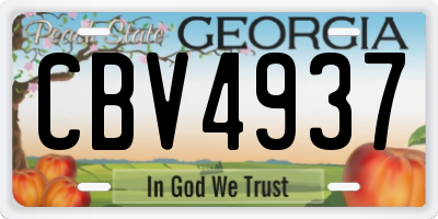 GA license plate CBV4937