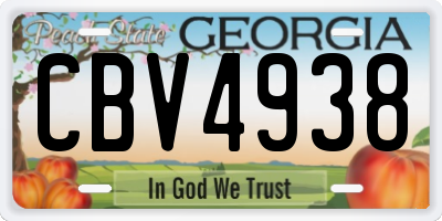 GA license plate CBV4938