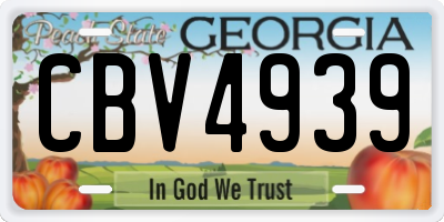 GA license plate CBV4939