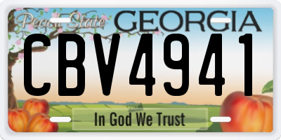 GA license plate CBV4941