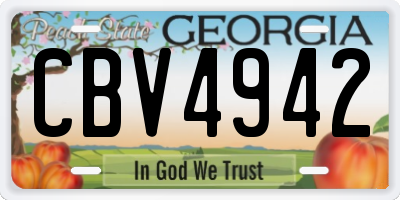 GA license plate CBV4942