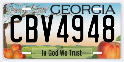 GA license plate CBV4948