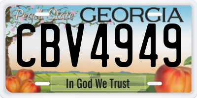 GA license plate CBV4949