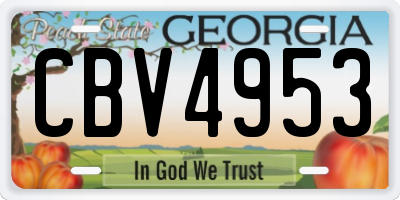 GA license plate CBV4953