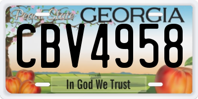 GA license plate CBV4958
