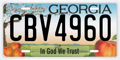 GA license plate CBV4960